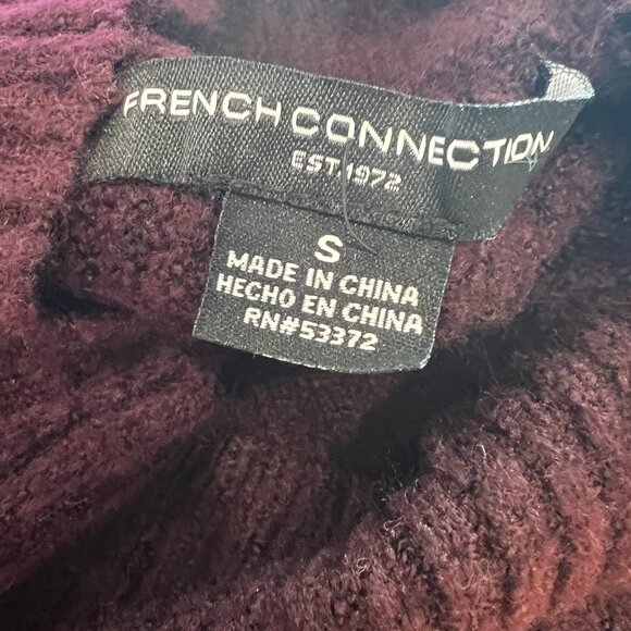 NWT French Connection Burgundy Mock Neck Bell Sleeve Ribbed Sweater Size S - Picture 3 of 7